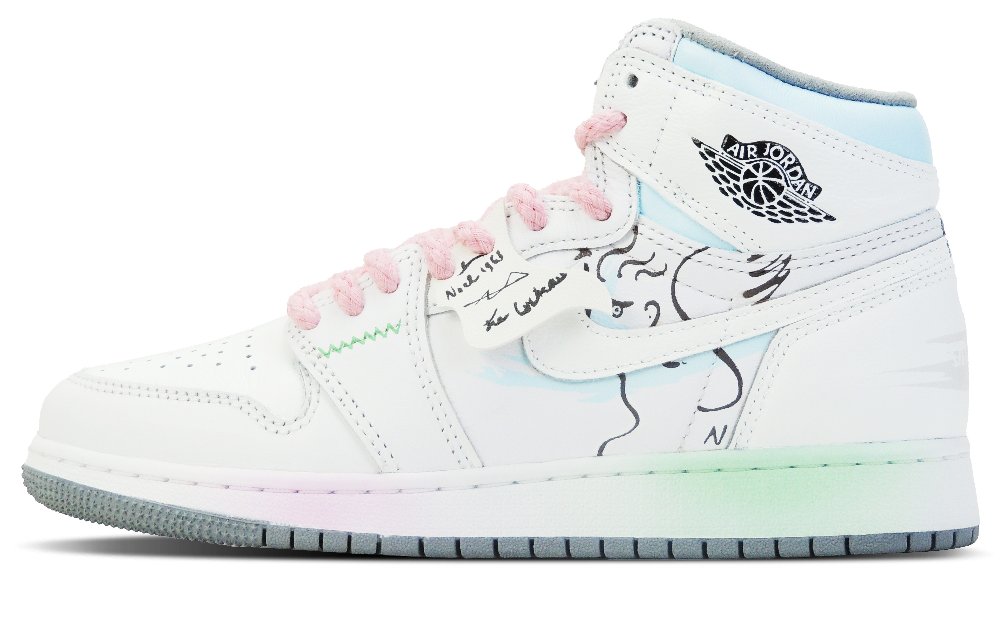 Jordan Air Jordan 1 Sky Horse Soars High-Top Vintage Basketball Shoes GS White