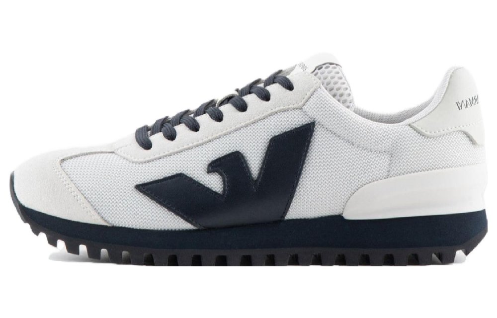 EMPORIO ARMANI Low Top Casual Shoes Men's White Marine Blue