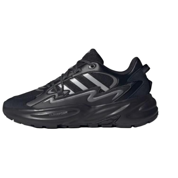 Adidas Ozwave Anti-Slip Wear-Resistant Low-Top Chunky Sneakers Unisex Black Silver