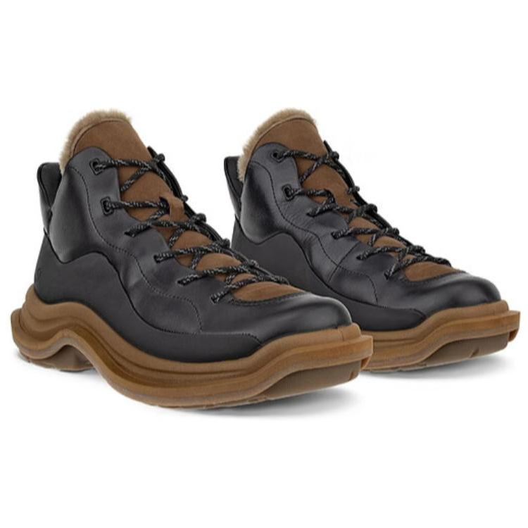 Ecco Durable Warm High-Top Casual Shoes Women's Black Brown купить в интернет-магазине Yoocart с быстрой доставкой по России.