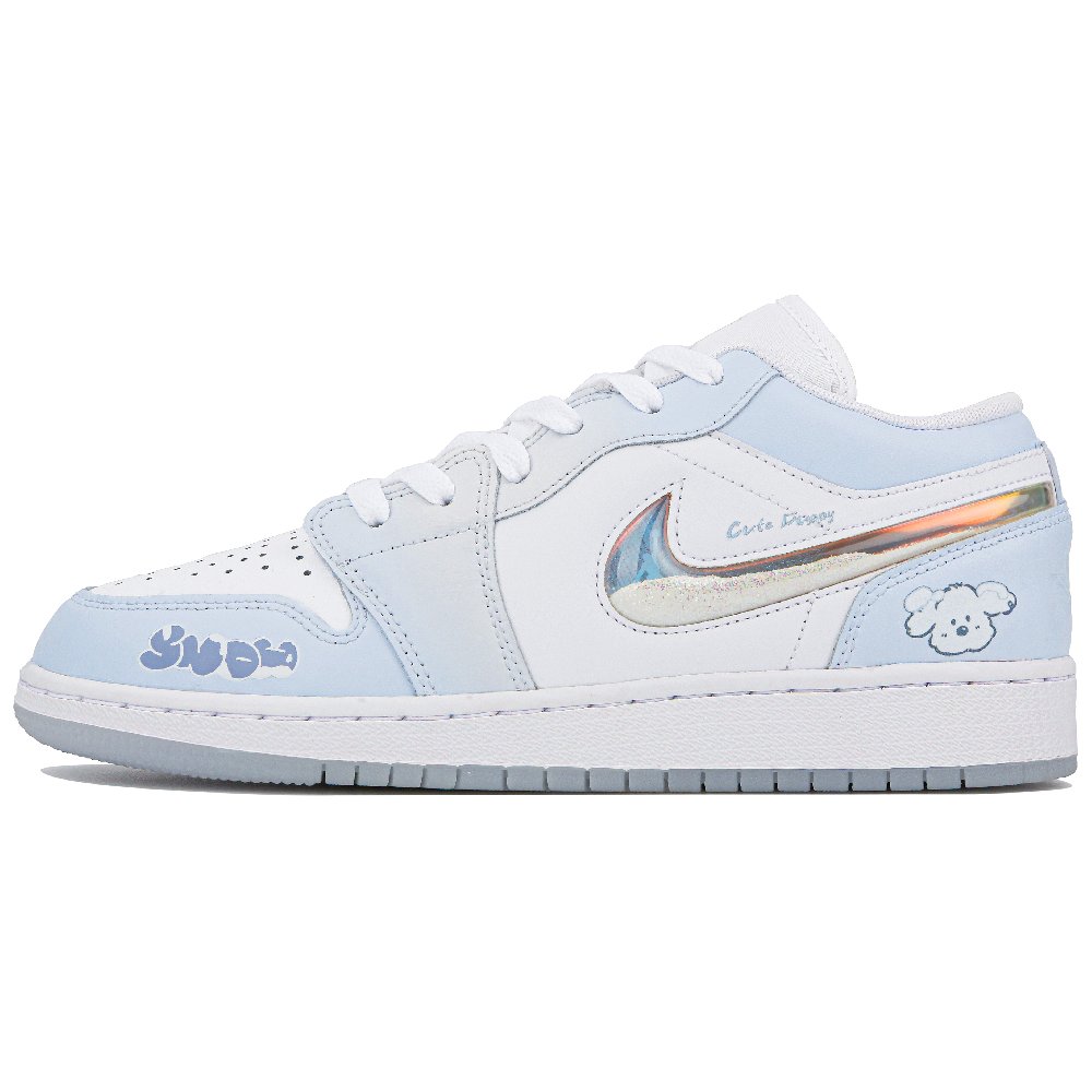 Jordan Air Jordan 1 Low-Top Vintage Basketball Shoes GS White Blue