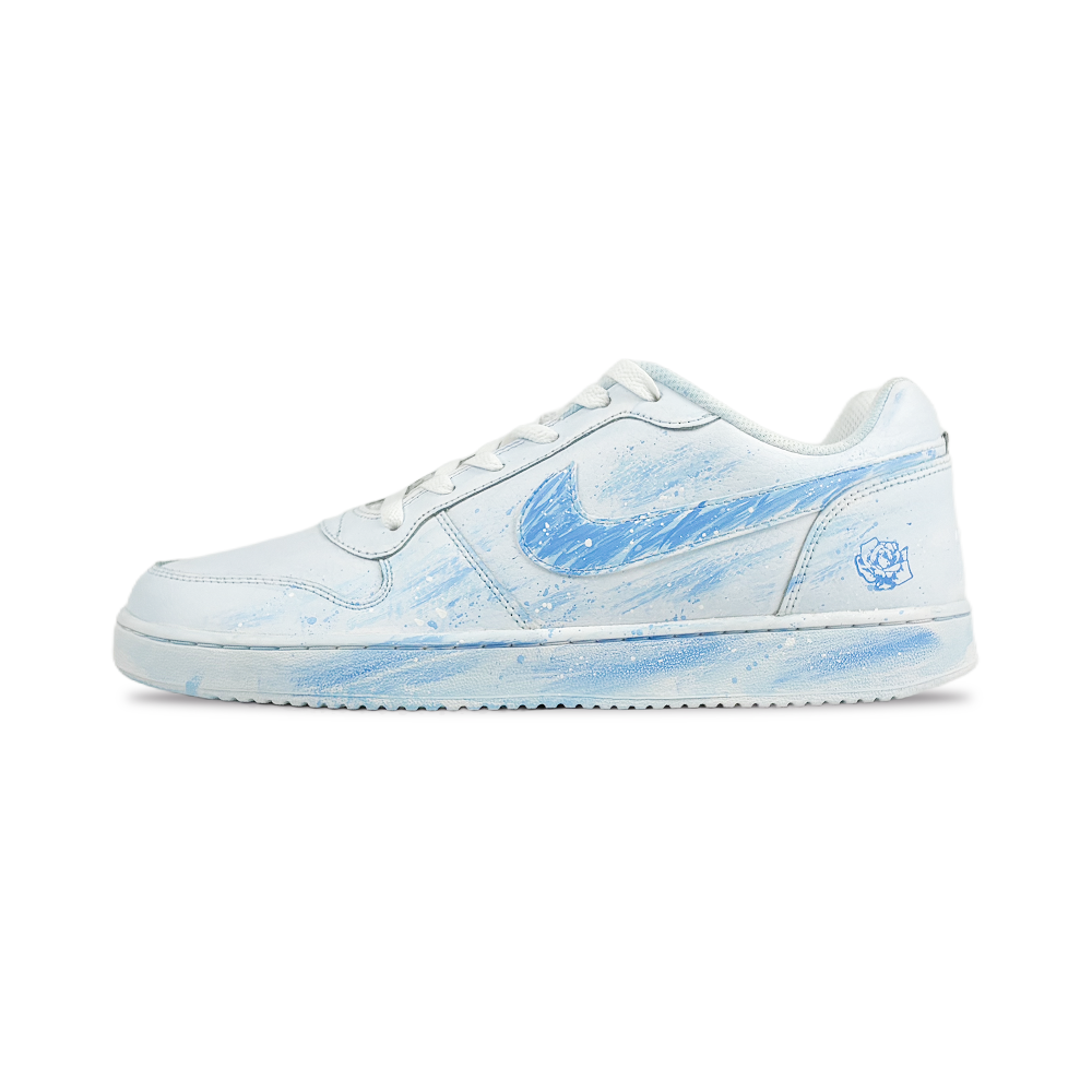 Nike EBERNON Blue Rose Silver Trace Slip Resistant Abrasion Resistant Low top Skateboard Shoes Men's Blue White