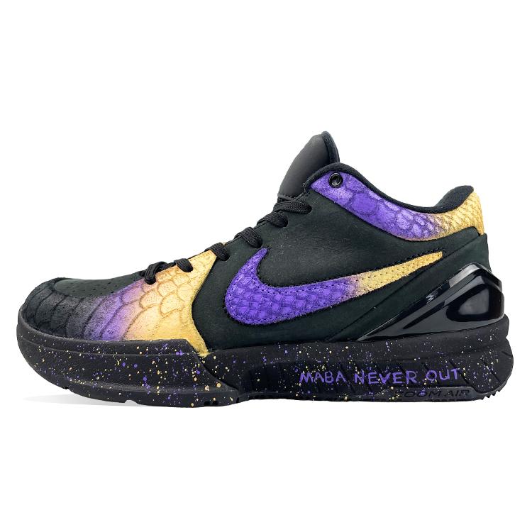 Nike Zoom Kobe 4 Protro'Black Mamba' Cushioning Wear-Resistant Low-Top Basketball Shoes Unisex Black Purple Gold