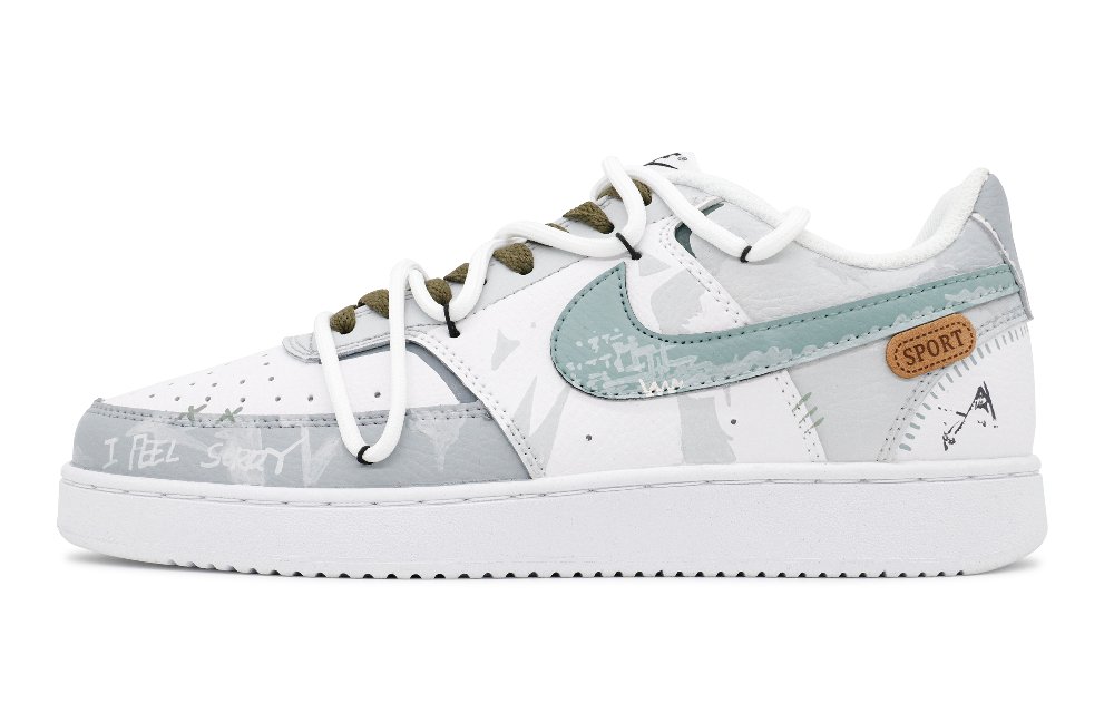 Nike Court Vision 1 Lake Blue Mountain Peaks Anti-Slip Wear-Resistant Low-Top Skateboard Shoes Men's Light Gray