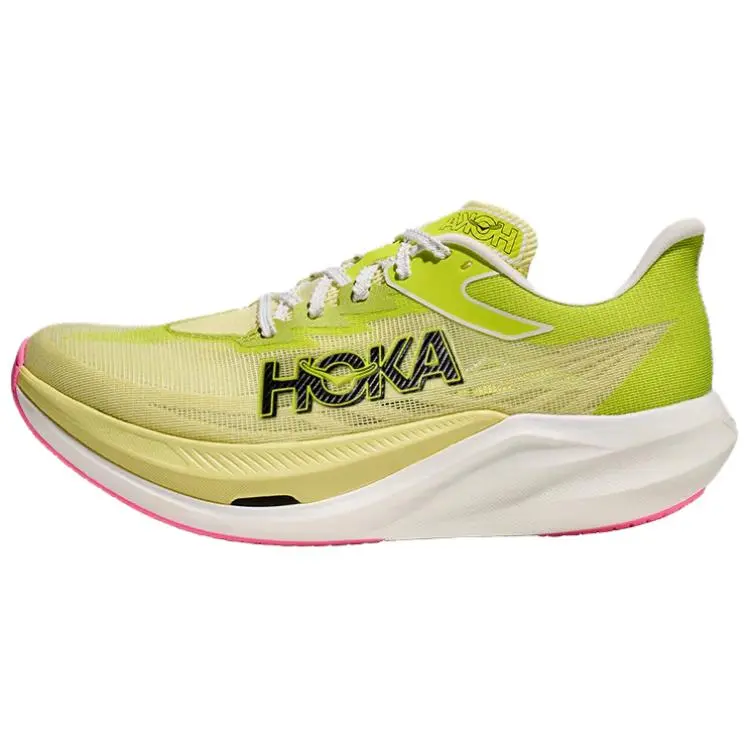 HOKA ONE ONE Rocket X 3 Slip Resistant And Breathable Low top Running Shoes Unisex Yellow Forehead