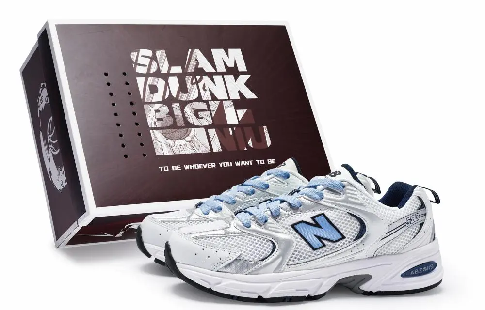 New Balance NB 530 Shock Absorbers Slip Resistant Breathable Low Top Running Shoes Unisex White Silver Blue D Width