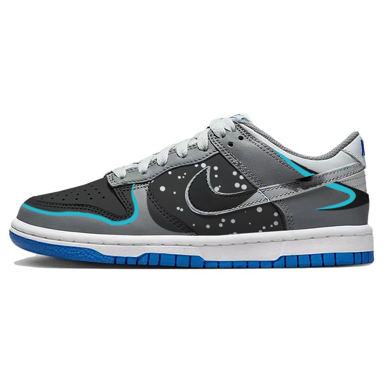 Nike Dunk Deep Space Slip-Resistant Low-Top Skateboard Shoes GS White Blue Gray
