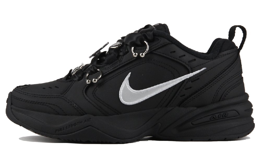 Nike Air Monarch 4 Cushioning Anti-Slip And Wear-Resistant Support Low-Top Chunky Sneakers Unisex Matte Black Silver