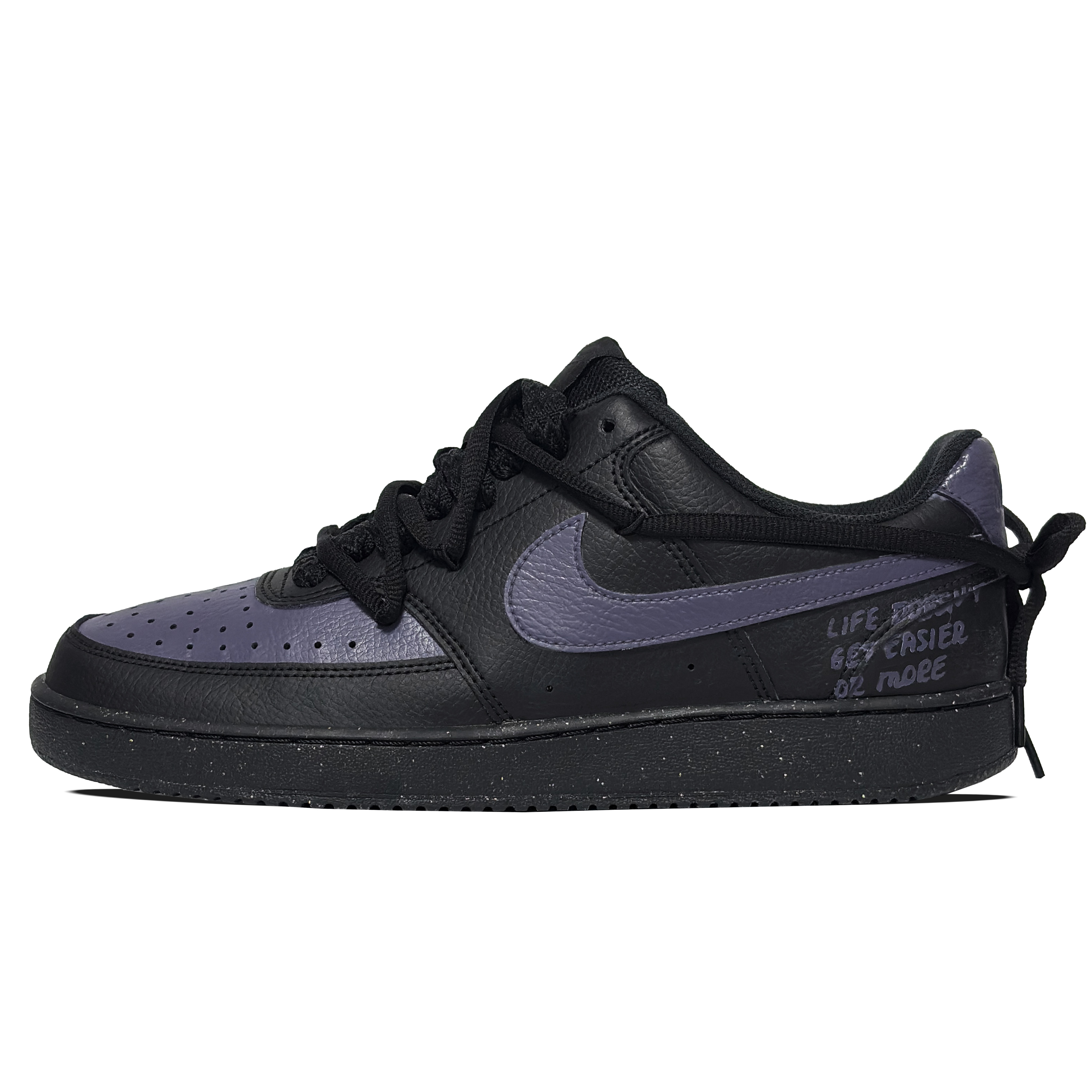 Nike Court Vision Low Abrasion Resistant Low top Skateboard Shoes Unisex Black Purple
