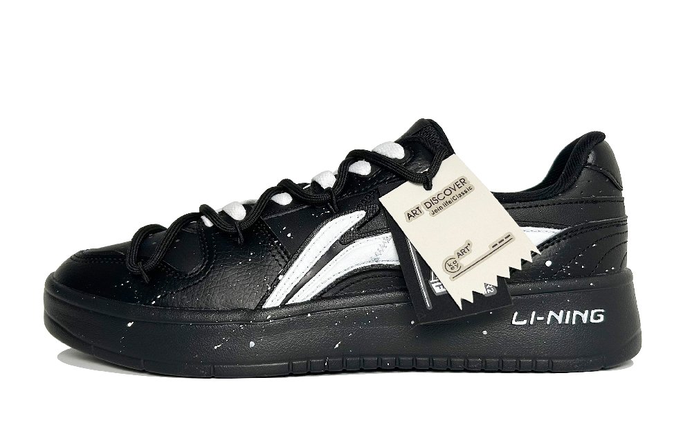 LiNing Acer Truncatum Slip Resistant Abrasion Resistant Breathable Low Top Skateboard Shoes Men's Black White