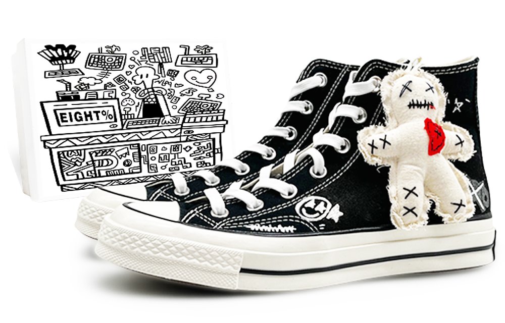 Converse All Star Anti Slip Wear Resistant High Top Canvas Shoes Unisex Black White