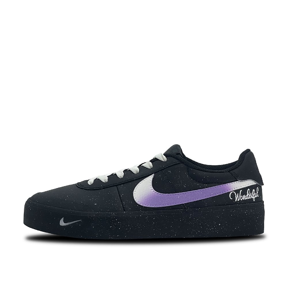 Nike Court Shot Light Purple Shadow Abrasion Resistant Low Top Skateboard Shoes Men's Black White Purple