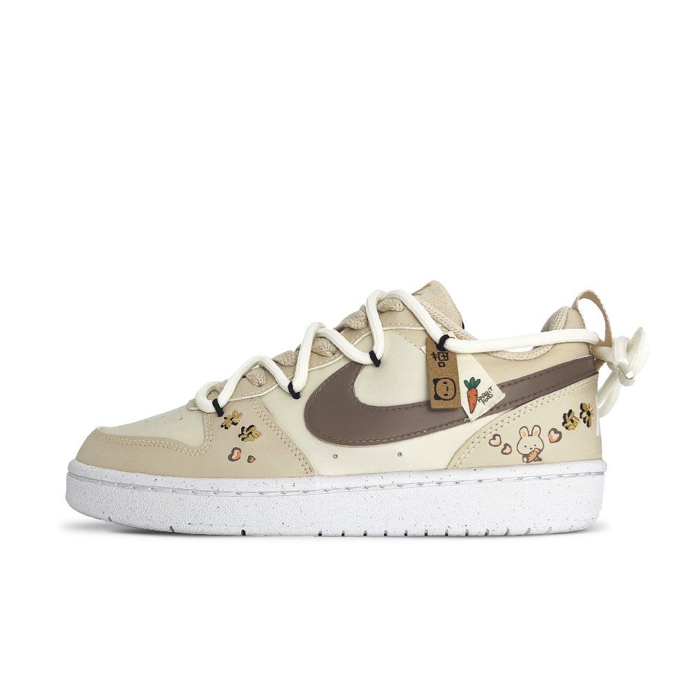 Nike Court Borough Skateboard Shoes Women's Low-Top Ecru/Orange