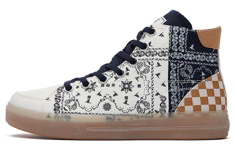 361° Anti-Slip Wear-Resistant High-Top Skateboard Shoes Women's White Blue
