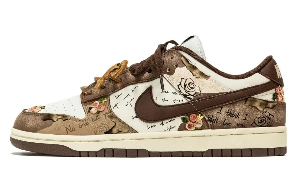 Nike Dunk Fantasy, Love Talk Planner Abrasion Resistant Low top Skateboard Shoes Unisex Brown
