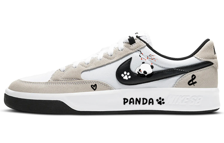 Nike SB Adversary Plum Blossom Tarepanda, Lazy Panda, Vintage Casual Low Top Skateboard Shoes Unisex White Gray