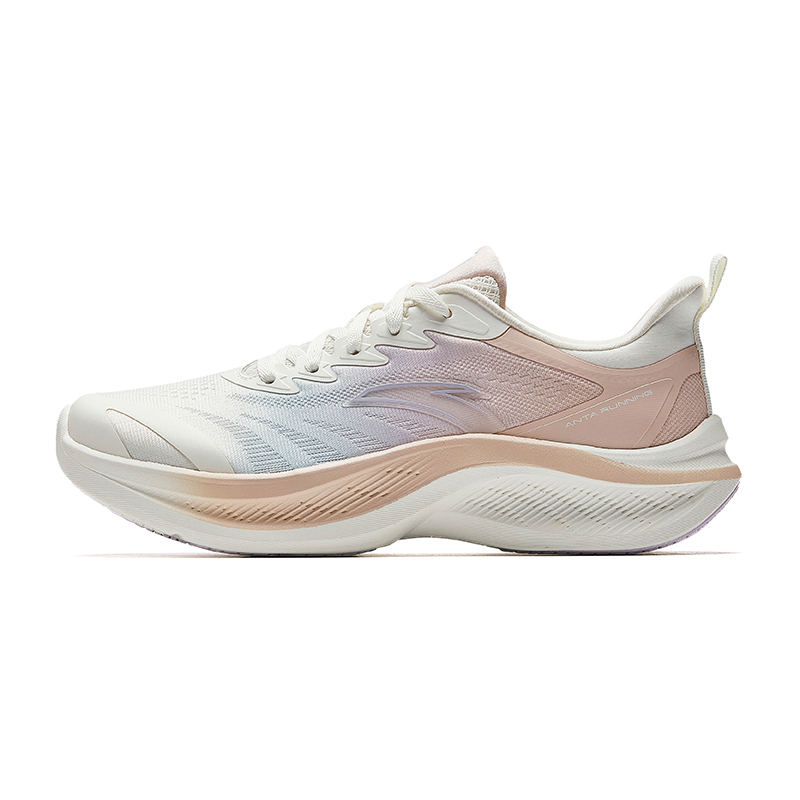 Anta Slip-Resistant Breathable Lightweight Height Increasing Low-Top Casual Running Shoes Women's White Blue Pink