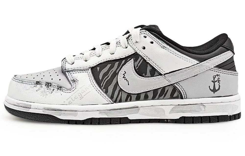Nike Dunk Anti Slip And Wear Resistant Lightweight Low Top Skateboard Shoes Women's Black Gray