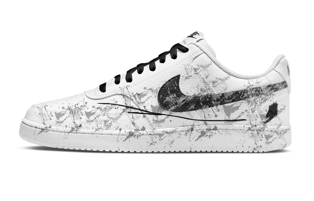 Nike Court Vision 1 Slip-Resistant Cushioning Low-Top Skateboard Shoes Men's Black White Gray
