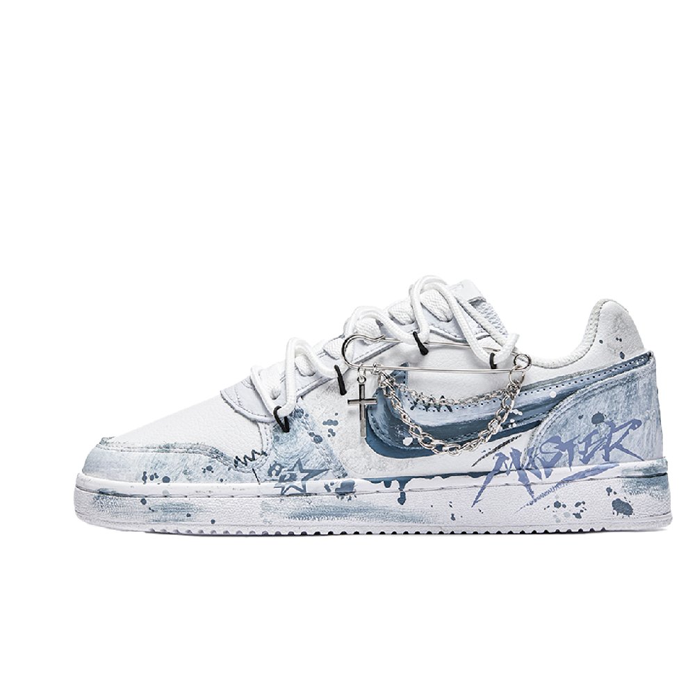 Nike EBERNON Shock Absorbers Low Top Skateboard Shoes Unisex Gray White