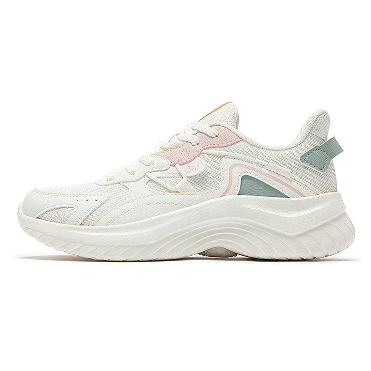 361° Cushioning, Slip Resistant, Abrasion Resistant, Lightweight Low Top Casual Running Shoes Women's White Pink Green