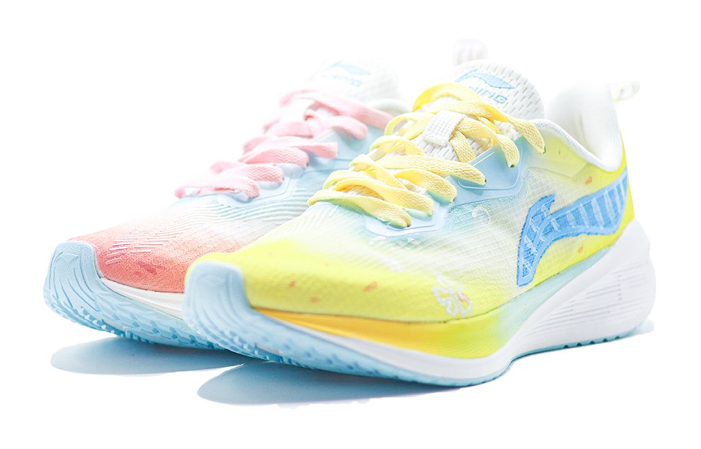 LiNing Wuyue Cushioning Abrasion Resistant Breathable Low Top Casual Running Shoes Men's Pink Yellow Mismatched