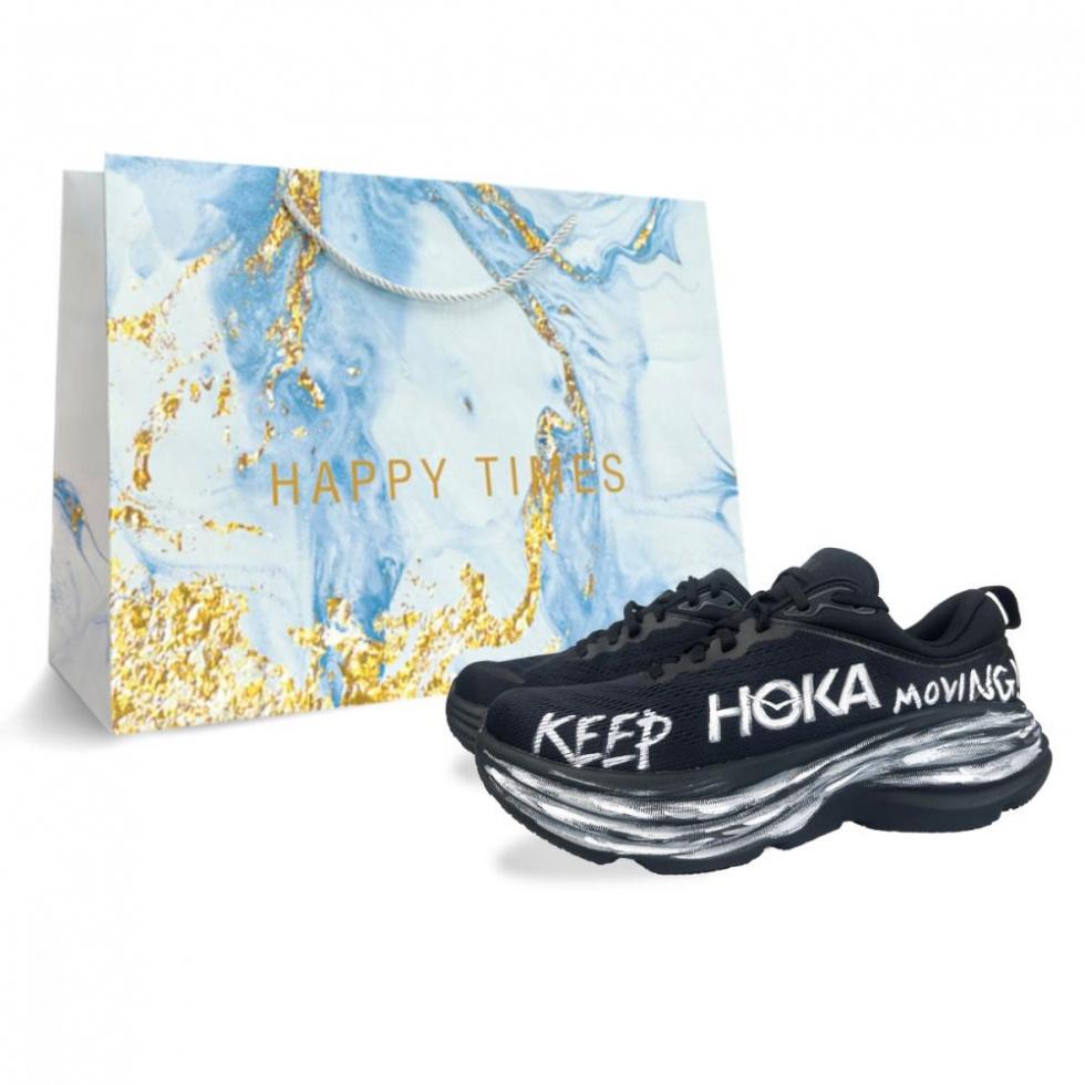 HOKA ONE ONE Bondi 8 Cushioning, Slip Resistant, And Abrasion Resistant Low Top Running Shoes Men's Black