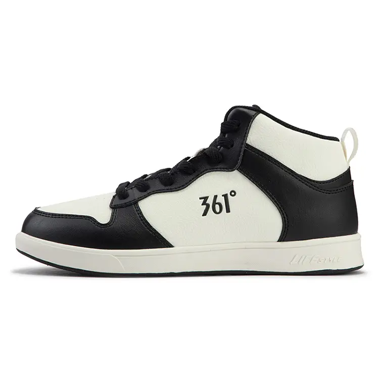 361° Air Force One Slip Resistant Abrasion Resistant Mid top Skateboard Shoes Men's Obsidian Black Feather White