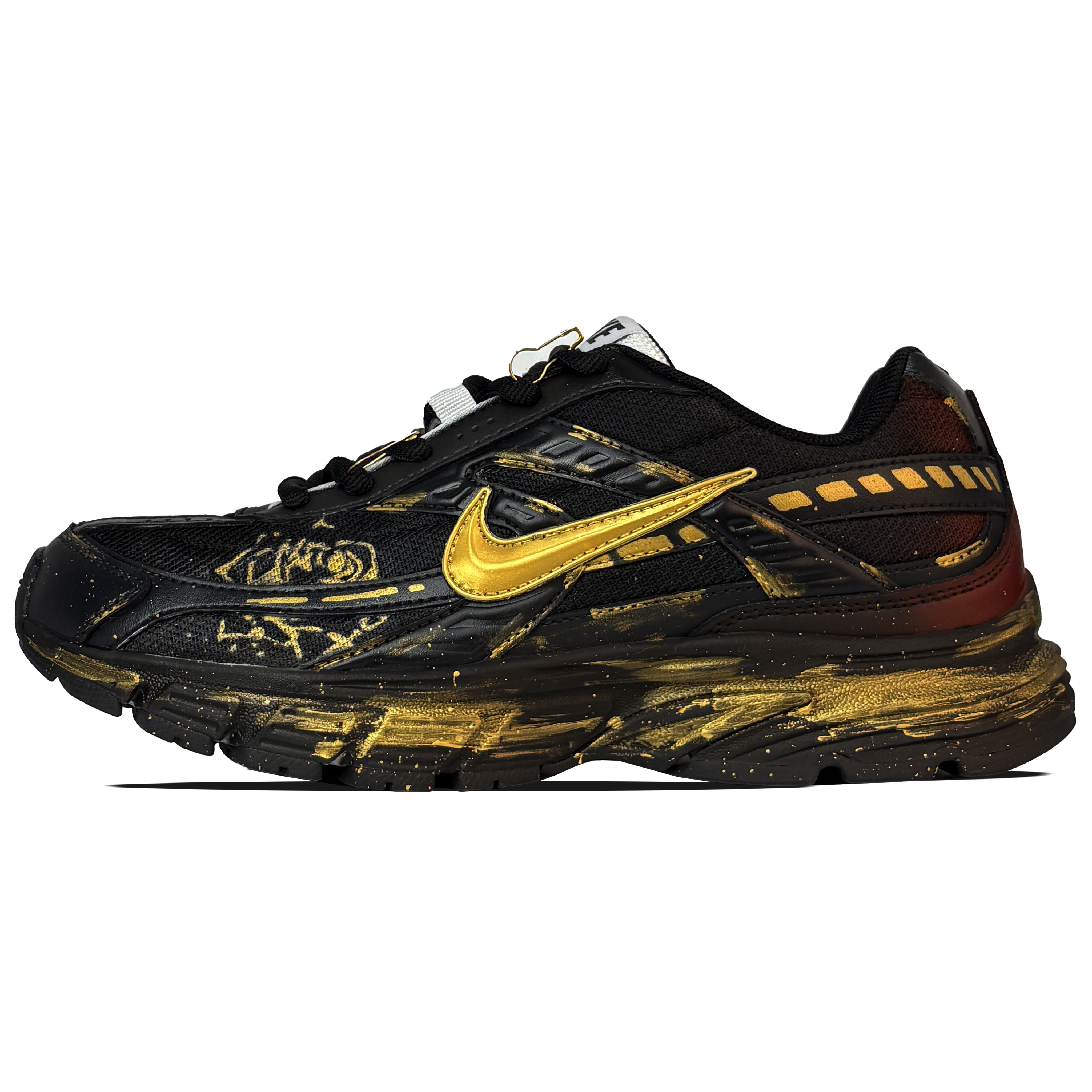 Nike Initiator Cushioning Abrasion Resistant Breathable Low top Running Shoes Unisex Black Gold