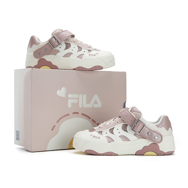FILA OMELETTE Abrasion Resistant, Lightweight, And Breathable Low top Skateboard Shoes Women's White Pink