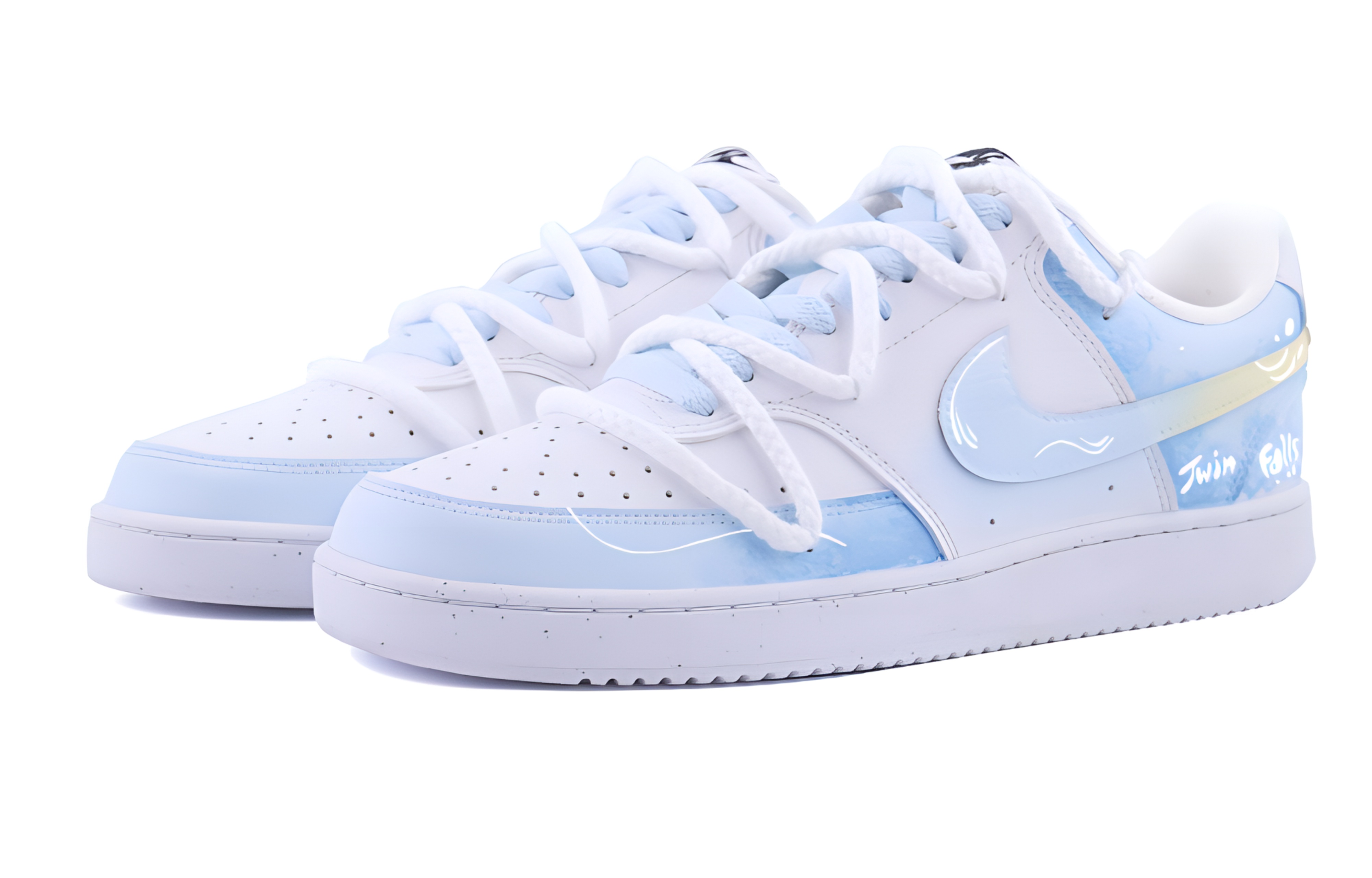 Nike Court Vision 1 Anti Slip Wear Resistant Low Top Skateboard Shoes Men's White Blue купить в интернет-магазине Yoocart с быстрой доставкой по России.