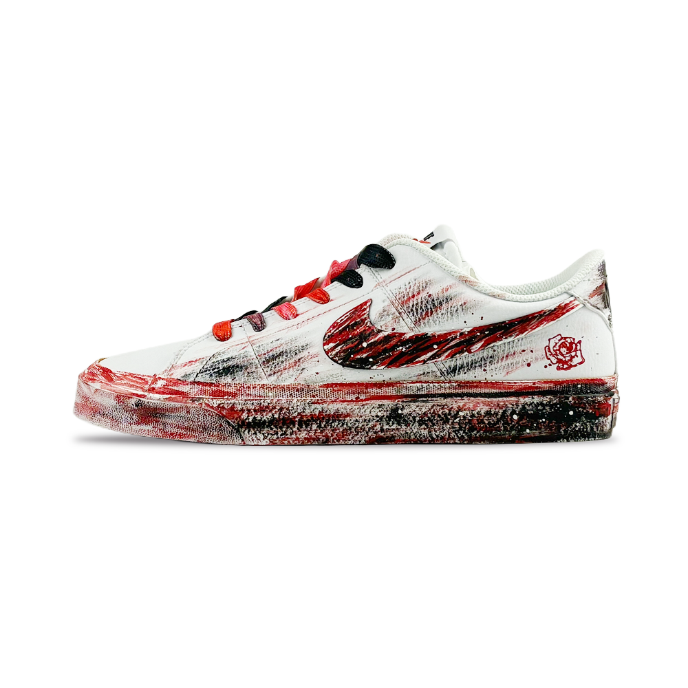 Nike Court Legacy Blast Chaos Realm Anti Slip Wear Resistant Low Top Skateboard Shoes Men's Black Red