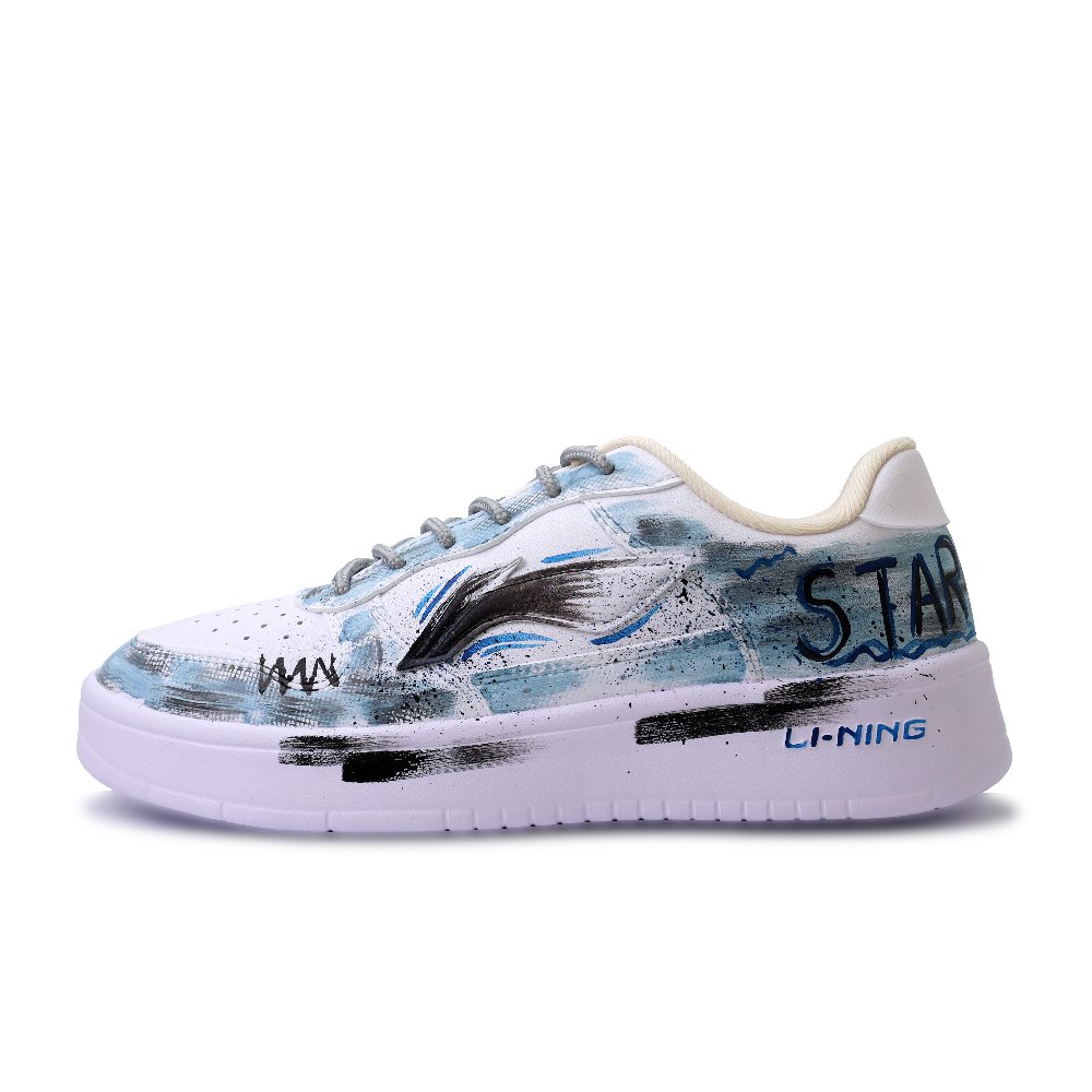LiNing Pontoon Boats Abrasion Resistant Breathable Low Top Skateboard Shoes Unisex Blue Gray