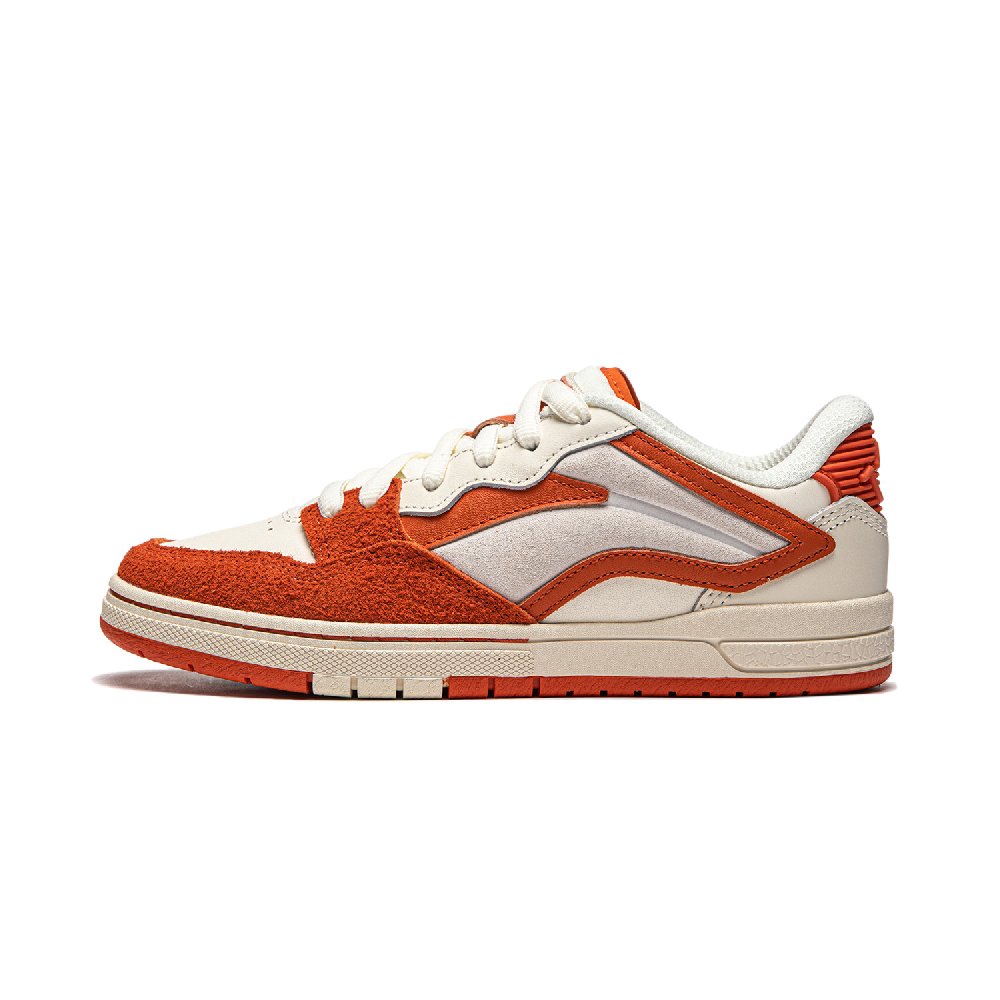 LiNing Wave Pro S Wear-Resistant Low-Top Skateboard Shoes Women's Beige White Orange