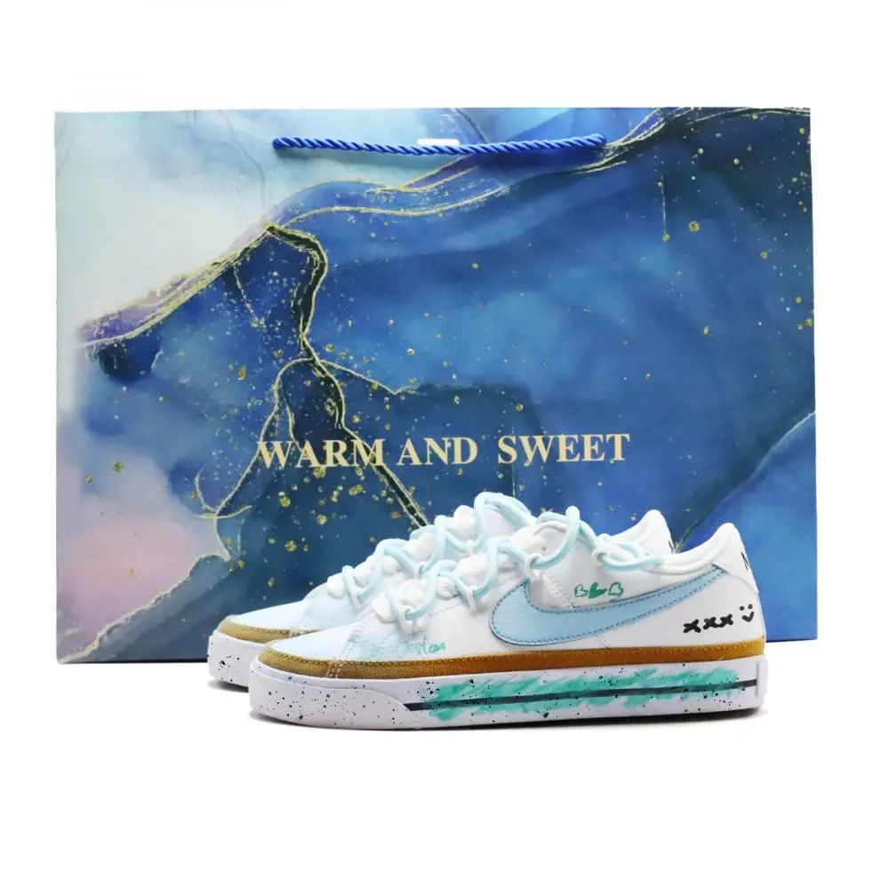Nike Court Legacy Blue Maple Melancholy, Shopping Bag Lightweight Low top Skateboard Shoes Unisex Light Blue