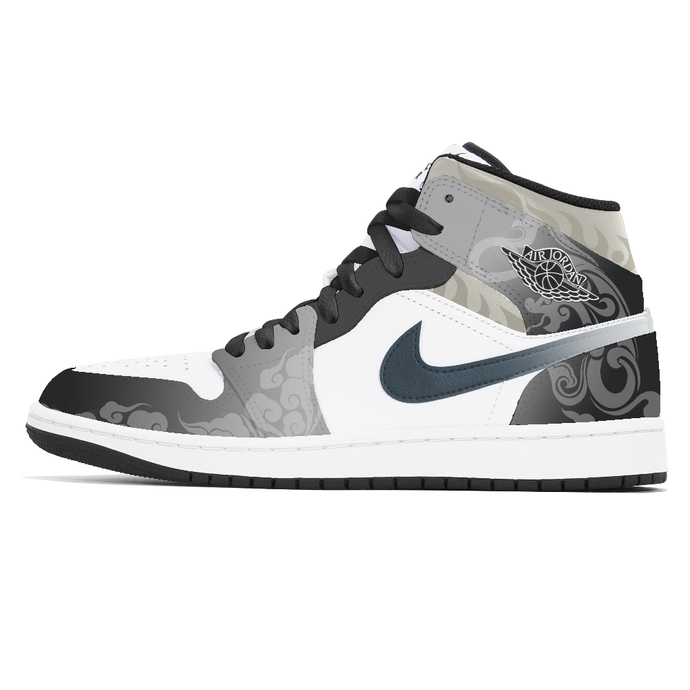 Jordan Air Jordan 1 Abrasion-Resistant Low-Top Vintage Basketball Shoes Men's Black Gray White