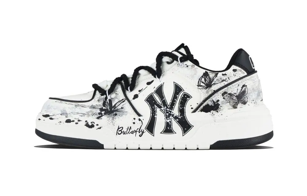 MLB Chunky Liner Butterfly Dancing Abrasion Resistant Low top Skateboard Shoes Unisex Black White