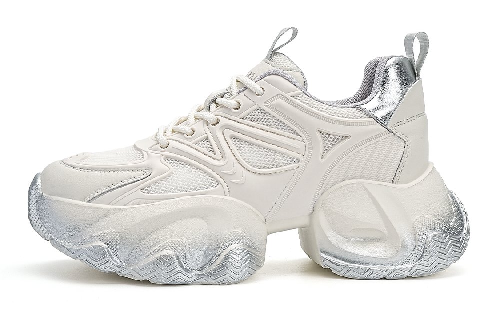 EBLAN Chunky Sneakers Women's Low-Top Silver