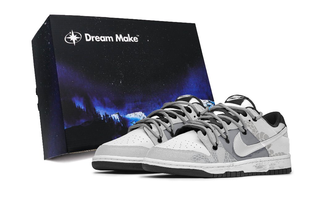 Nike Dunk Anti-Slip Wear-Resistant Low-Top Skateboard Shoes Unisex Silver Gray
