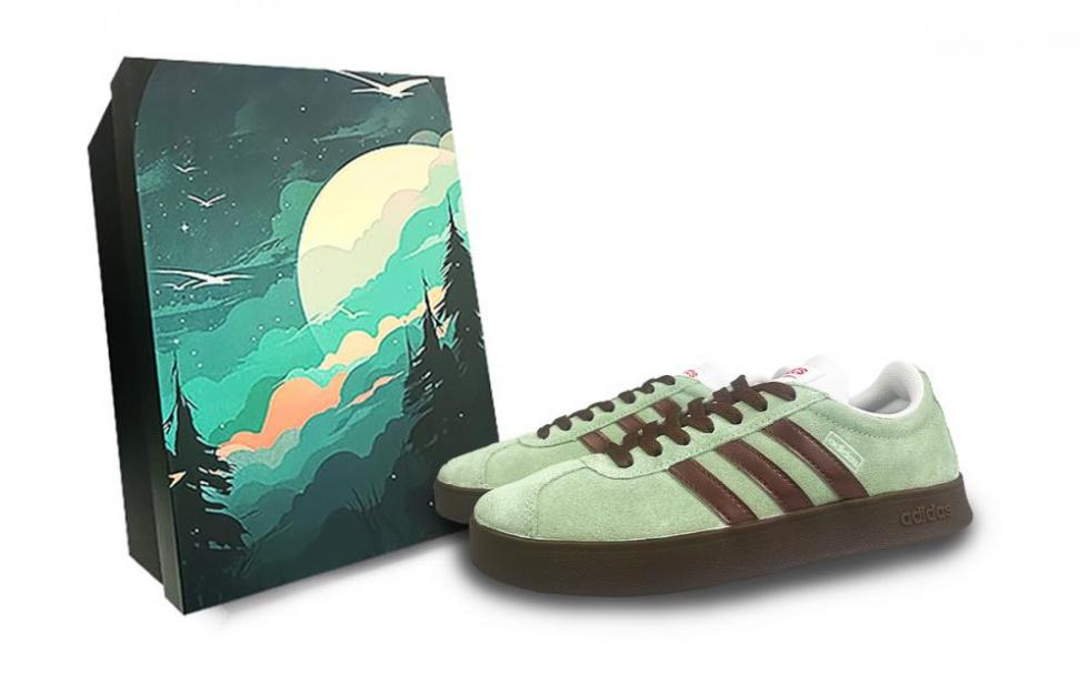 Adidas Neo VL Court Lifestyle Slip-Resistant Cushioning Abrasion-Resistant Low-Top Skateboard Shoes Unisex Green Brown