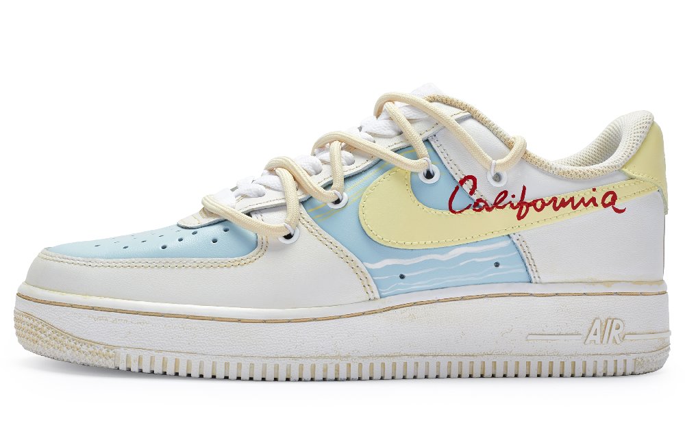 Nike Air Force 1 Low-Top Skateboard Shoes Men's Blue Yellow