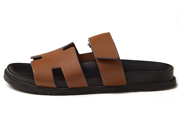 HERMES Chypre Sandal Naturel Black Smooth Calfskin Leather M