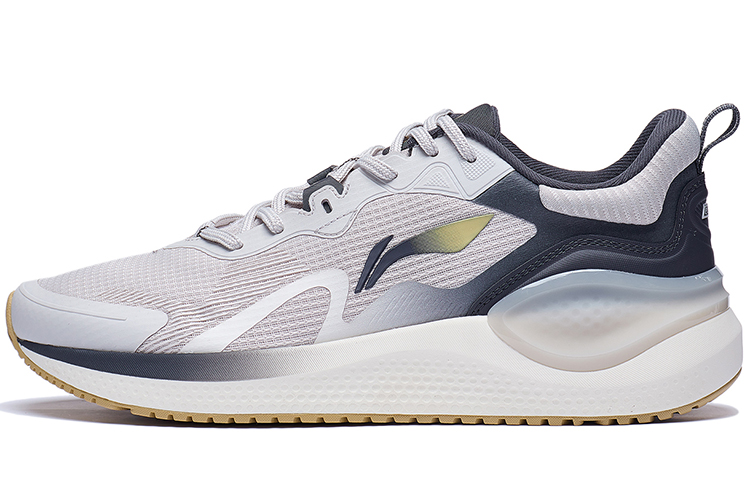 LiNing Slip Resistant, Abrasion Resistant, Breathable, Lightweight Low Top Casual Running Shoes Men's Gray