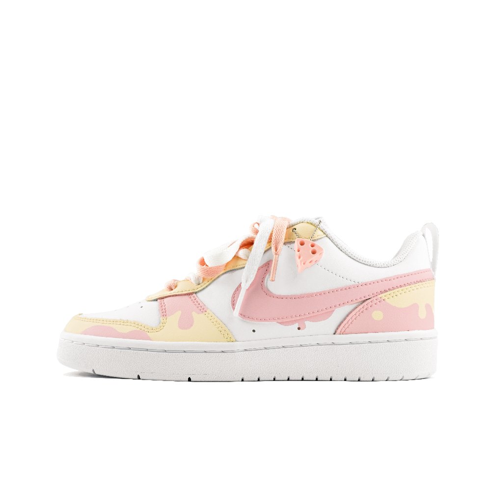 Nike Court Borough Low 2 Low-Top Skateboard Shoes GS White Yellow