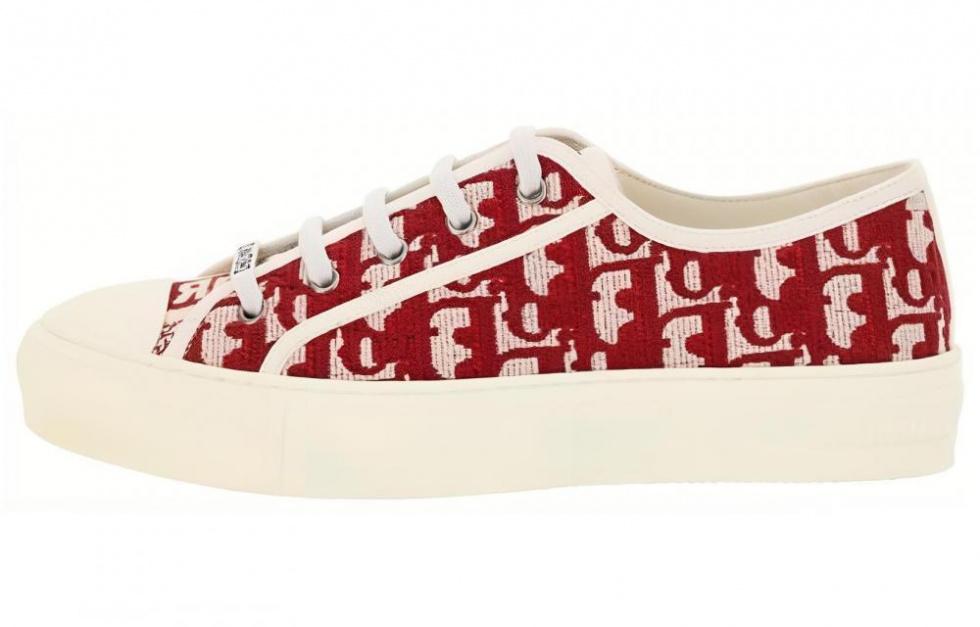 DIOR Women's Walk'N'DIOR Embroidered Cotton Low 'DIOR Oblique - Red'