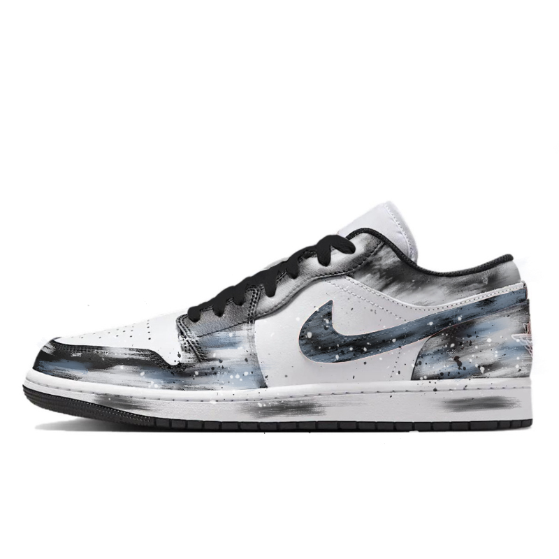Jordan Air Jordan 1 Nebula Abrasion Resistant Low Top Vintage Basketball Shoes Men's Blue White Black