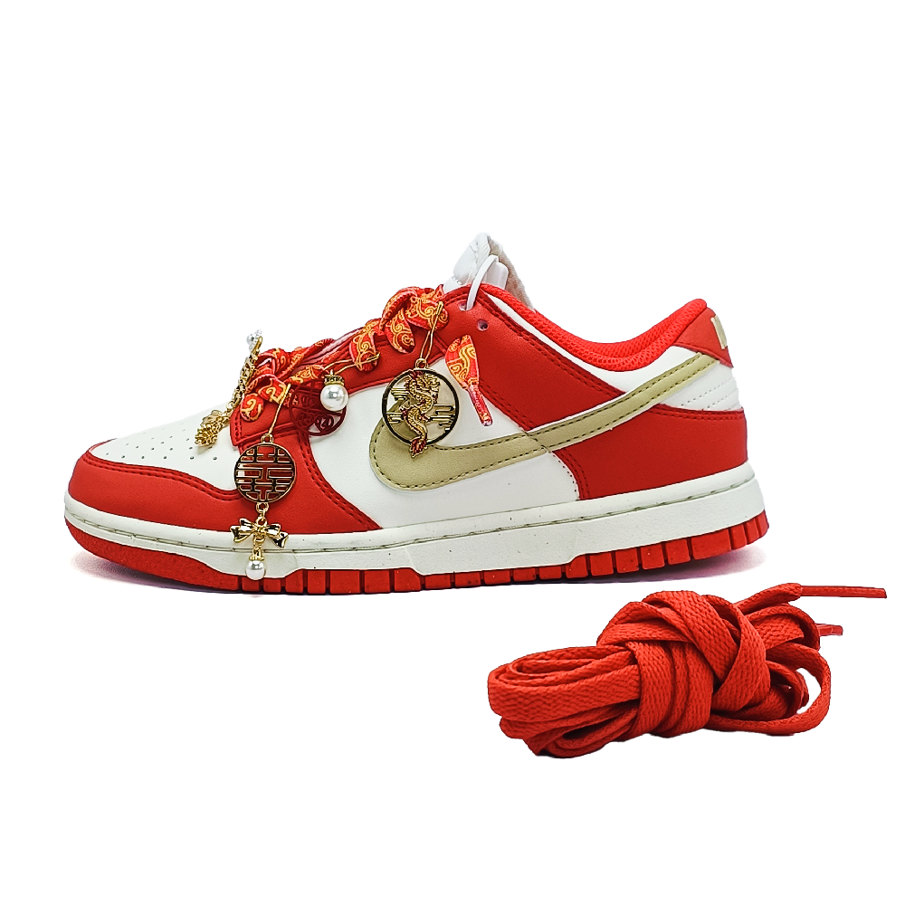 Nike Dunk Red Beauty And Wedding Shoes Abrasion Resistant Low Top Skateboard Shoes Women's White Red