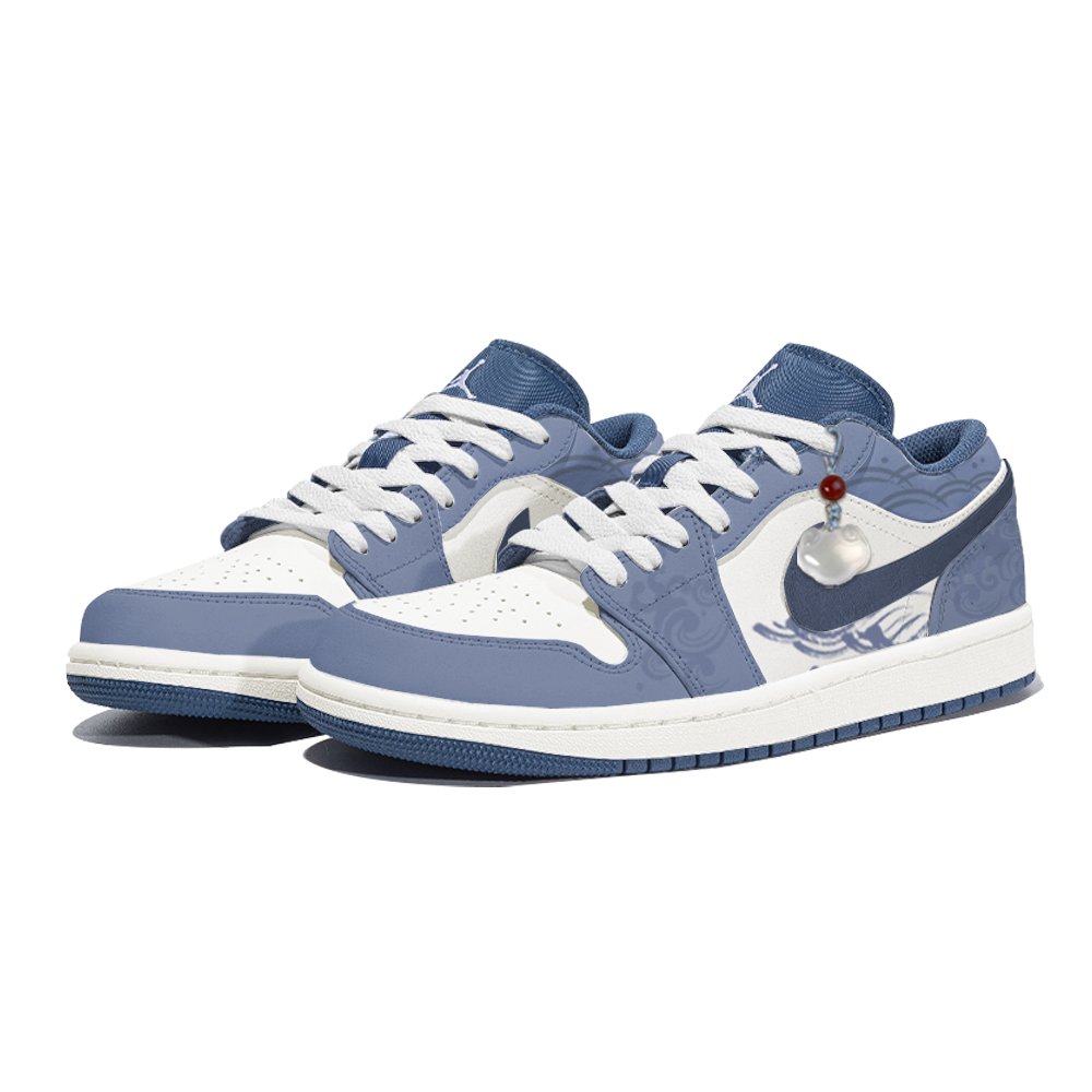 Jordan Air Jordan 1 Abrasion-Resistant Low-Top Vintage Basketball Shoes Men's Haze Blue