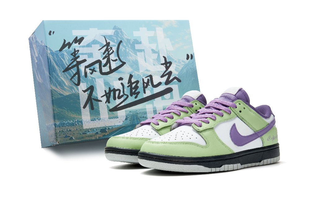 Nike Dunk Abrasion Resistant Low Top Skateboard Shoes Unisex Cyan Purple