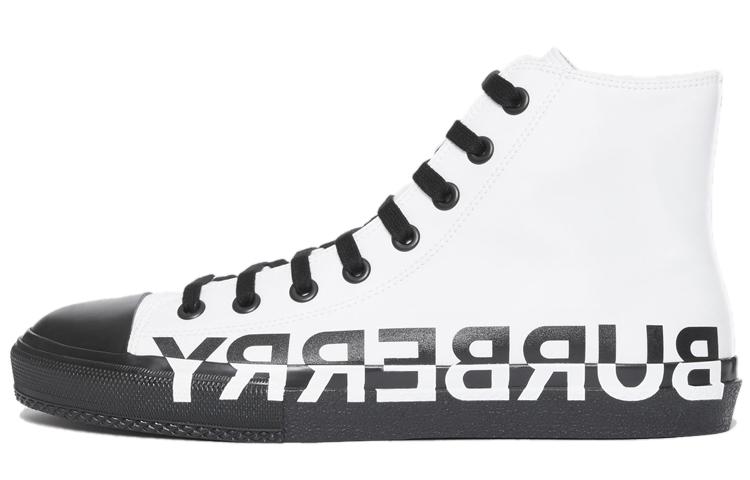 Burberry Slip Resistant High Top Canvas Shoes Men's Black White